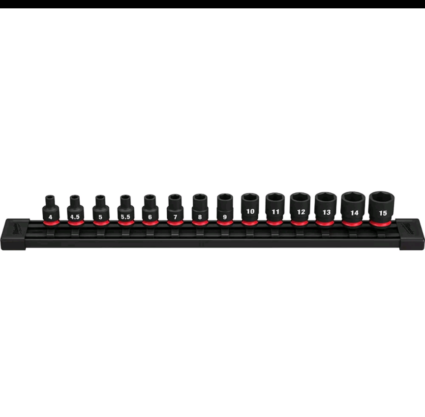 Milwaukee 49-66-7002 1/4" Drive Metric Standard 6 Point Impact Socket Set -14 PC
