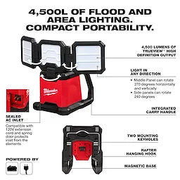 Milwaukee 2368-20 M18™ ROVER™ Dual Power Triple-Panel Flood & Area Light