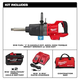 Milwaukee 2869-22HD M18 FUEL™ 1" D-Handle Ext. Anvil High Torque Impact Wrench w/ ONE-KEY™ Kit