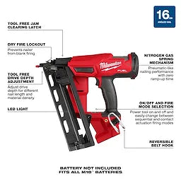 Milwaukee 2841-20 M18 FUEL™ 16 Gauge Angled Finish Nailer