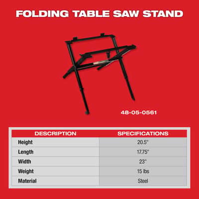 Milwaukee Steel 17.75 in. L X 20.5 in. H X 23 in. W Folding Table Saw Stand Black 1 pc