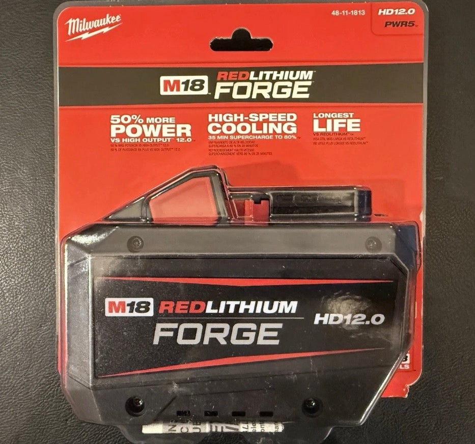 🔥 GENUINE MILWAUKEE M18 18V RED LITHIUM FORGE HD 12.0Ah BATTERY (48-11-1813) 🔥