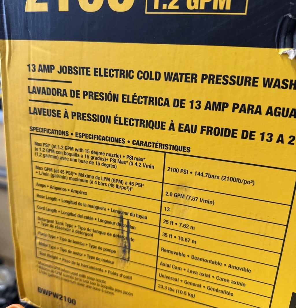 DEWALT 2100 PSI 1.2 GPM Electric Cold Water Pressure Washer with 4 Spray Nozzles