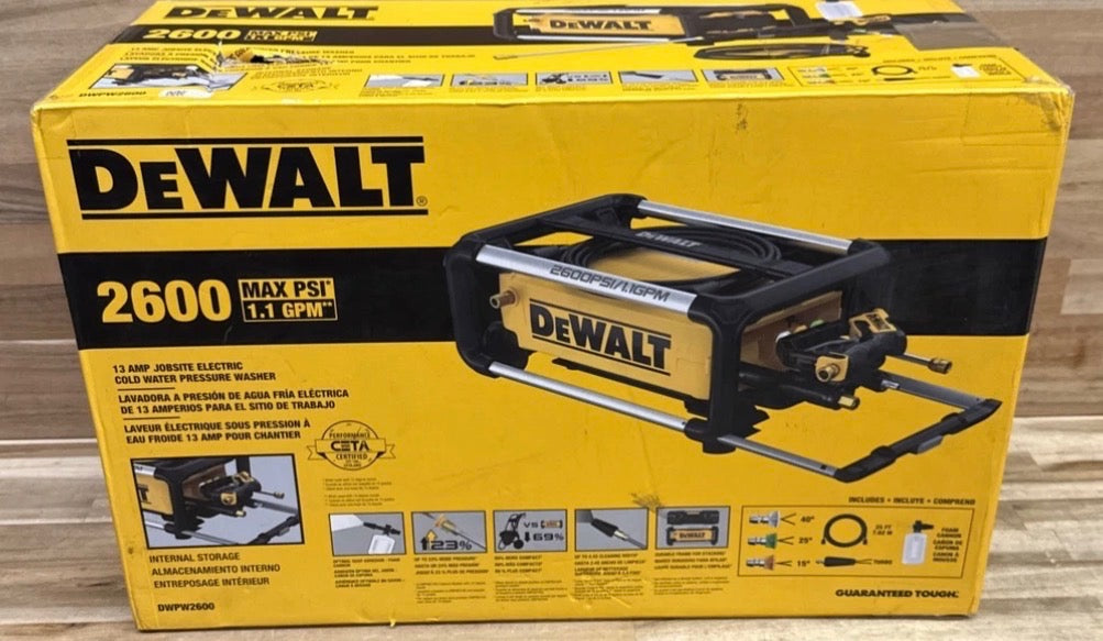 DEWALT 2600 PSI 1.1 GPM Electric Cold Water Pressure Washer with 4 Spray Nozzles