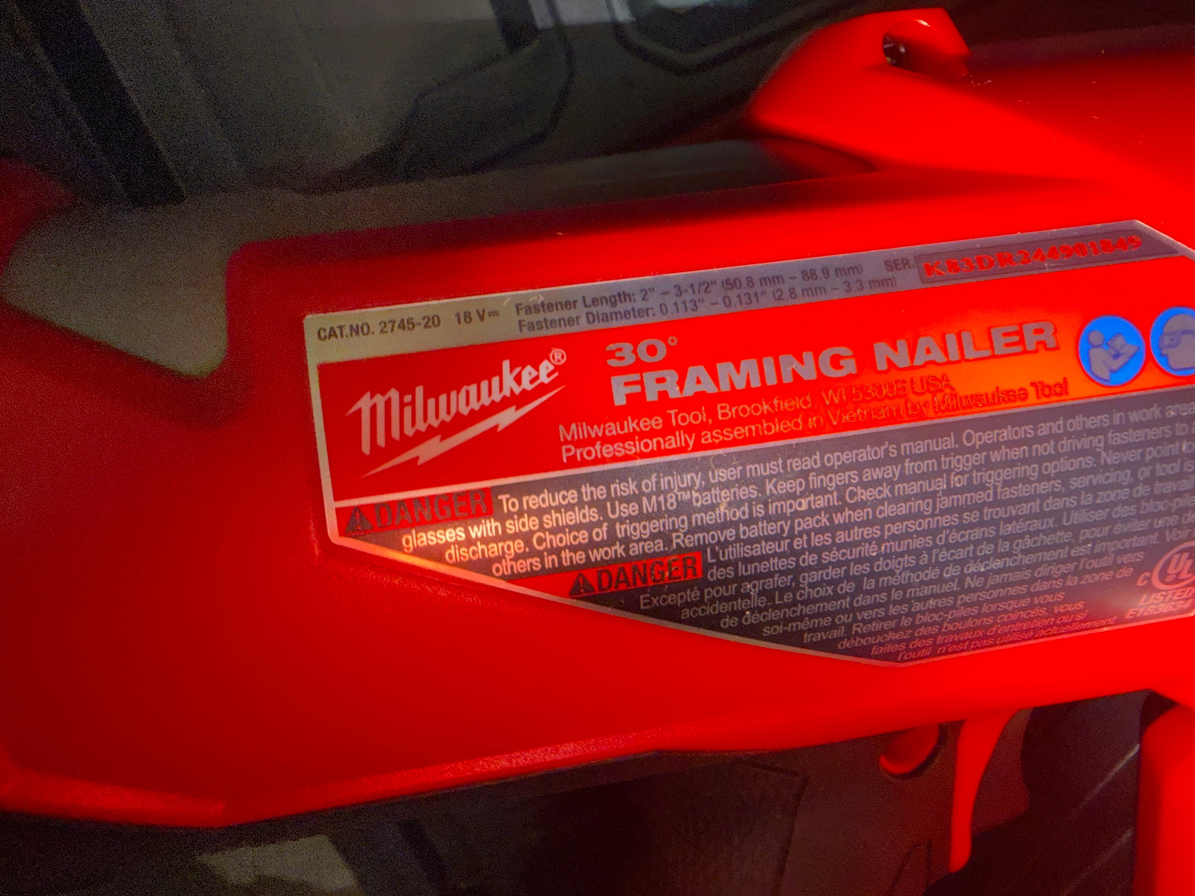 Factory Refurbished Milwaukee 2745-20  M18 FUEL™ 30 Degree Framing Nailer