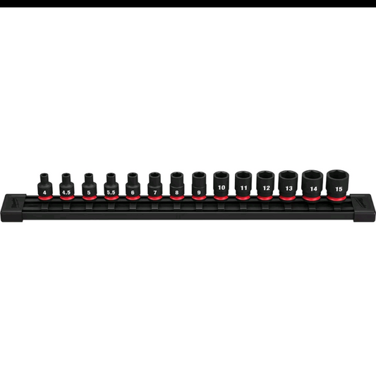 Milwaukee 49-66-7002 1/4" Drive Metric Standard 6 Point Impact Socket Set -14 PC