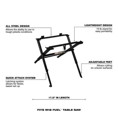 Milwaukee Steel 17.75 in. L X 20.5 in. H X 23 in. W Folding Table Saw Stand Black 1 pc