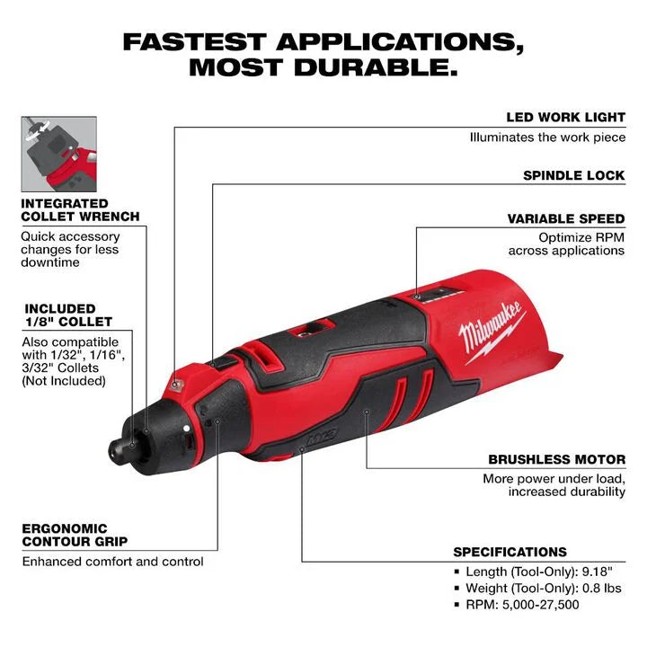 2525-20 Milwaukee M12 Brushless Rotary Tool (Bare Tool)