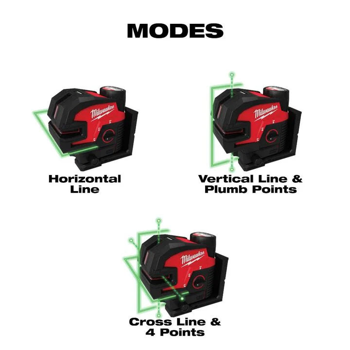 Milwaukee M12 Green Cross Line & 4 Points Laser Kit