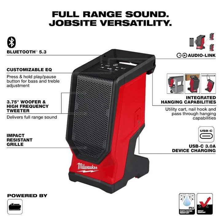 2954-20 Milwaukee M18 Bluetooth Jobsite Speaker (Bare Tool)