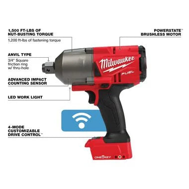 Milwaukee 2864-20 M18 FUEL ONE-KEY High Torque Impact Wrench 3/4" Friction Ring