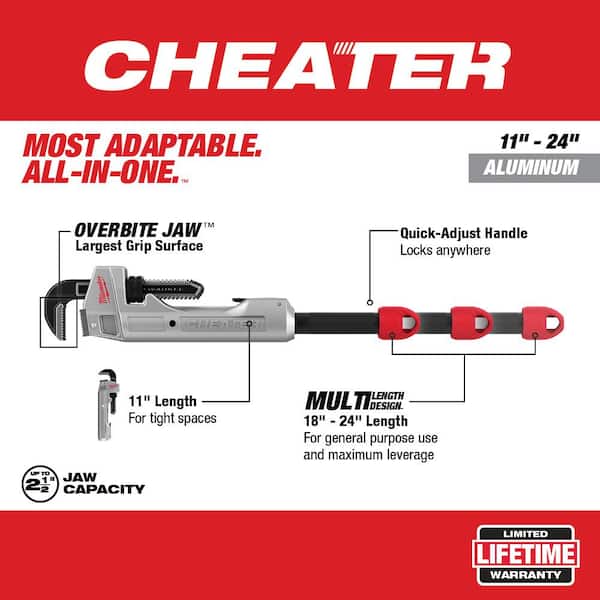 MILWAUKEE 48-22-7318 Aluminum Adjustable Cheater Pipe Wrench