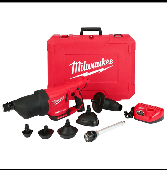 Milwaukee 2572B-21 M12 12V Airsnake Drain Cleaning Air Gun Kit w/ Attachments